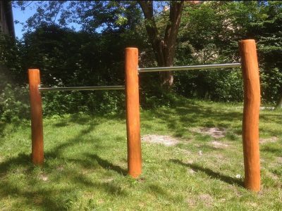 4 Kolbøttestænger i robinietræ og rustfrit stål